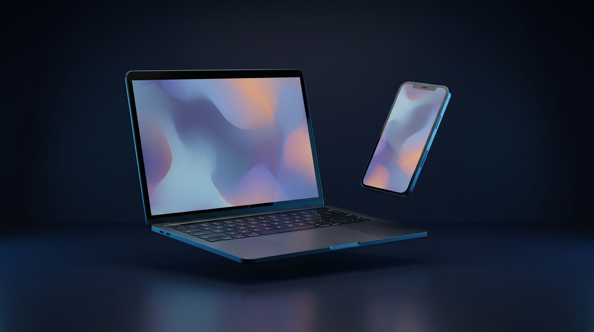 Laptop och mobil som visar moderna webbdesigner